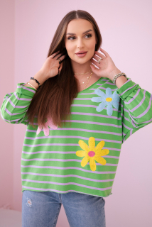 Tričko pruh - zelená+fialová