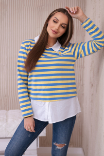 Tričko pruh - džínsy+žltá