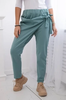 Nohavice s zviazaním - tmavá mäta