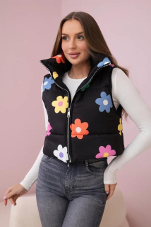 Vesta s kvetmi - čierna