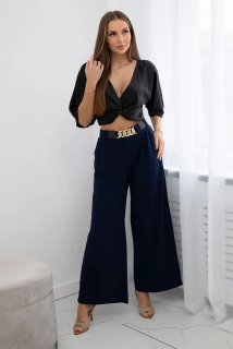 Nohavice s opaskom - tmavá modrá