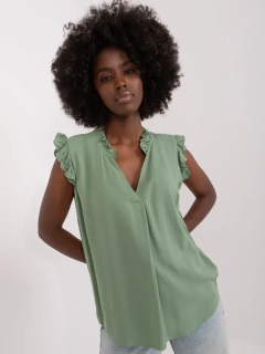 Blúzka s V výstrihom - khaki