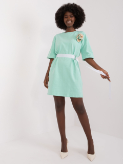 Šaty s kvetom - mäta