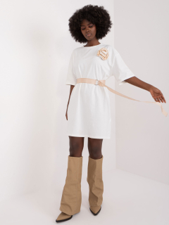 Šaty s kvetom - ecru