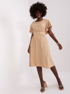 Šaty s opaskom - béžová