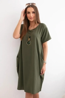 Šaty s vreckami - khaki