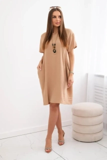 Šaty s vreckami - camel