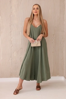 Šaty na ramienka - khaki