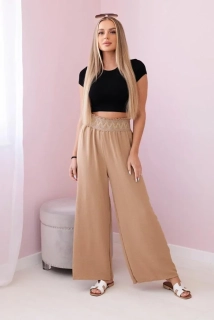 Nohavice so širokým pásom - camel