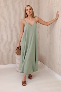Šaty na ramienka - svetlá khaki