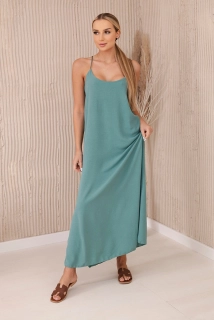 Šaty na ramienka - tmavá mäta