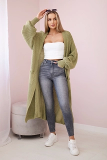 Kardigan s vreckami - svetlá khaki