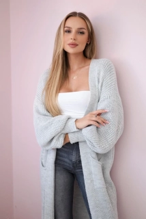 Kardigan s vreckami - šedá